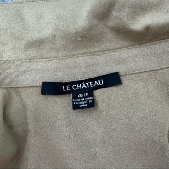 Le chateau button down blouse suede style feel fabric taupe grey brown gray - Picture 10 of 16